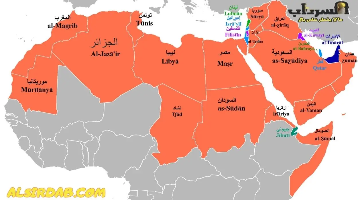 خريطة الوطن والعالم العربي