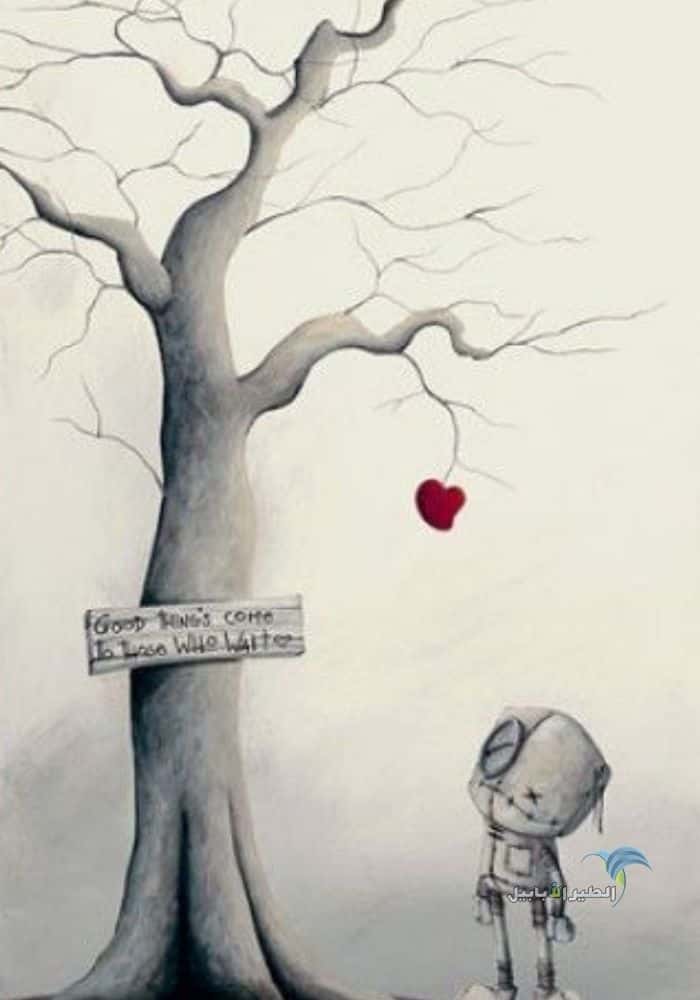 صور مرسومه حزينه صورة قلب معلق على شجرة